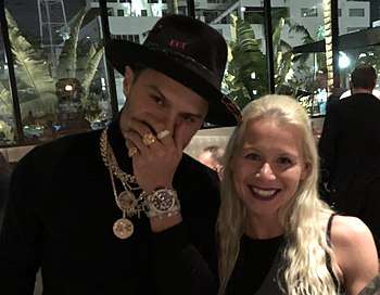 Alec Monopoly and Zivana Sever Toplak in David Grutman's Planta South Beach vegan restaurant in Miami Beach.