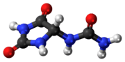 Ball-and-stick model of the allantoin molecule