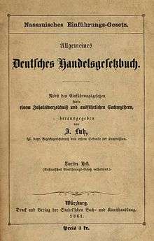 Allgemeines Deutsches Handelsgesetzbuch (ADHGB) for Nassau