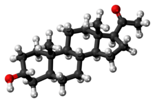 Ball-and-stick model of the allopregnanolone molecule