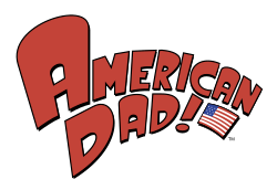 The American Dad logo: bold red letters in all caps spelling out "American Dad"