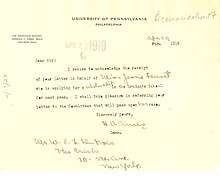 A 1918 note from Ames to W.E.B. DuBois concerning a student recommendation