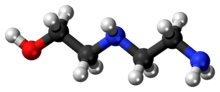 Ball-and-stick model of the aminoethylethanolamine molecule