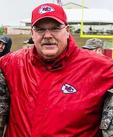 Andy Reid at Chiefs Military Appreciation Day in 2016