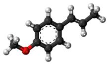 Ball-and-stick model of the anethole molecule