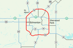 Anthony Henday Drive surrounds the city of Edmonton, Alberta.