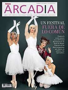 Issue 78 of Arcadia magazine featuring in its front cover cast members of "Les Ballets Trockadero de Monte Carlo".
