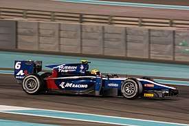 Arjun Maini with the Russian Time team at the Abu Dhabi F2 post season test
