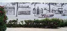 Mural of historical photographs highlighting the history of the Arlington area of Riverside, California.