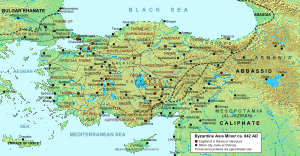 Geophysical map of Anatolia, with provinces, main settlements and roads