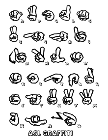 American Sign Language Chart In Graffiti Coloring Picture