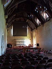 large hall with hammerbeam roof
