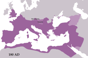 Expanse of the Roman Empire during Marcus Aurelius' reign