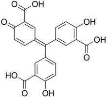 Skeletal formula of aurintricarboxylic acid