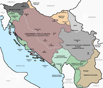 a colour map showing the partition of Yugoslavia