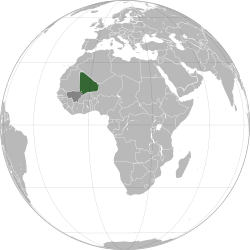 Projection of Azawad in green and southern Mali in dark grey