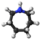 Ball-and-stick model of the azepane molecule