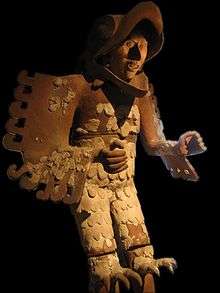 Aztec ceramic eagler-warrior sculpture