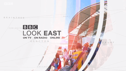 'Look East' title card showing the BBC logo, programme title and a local image stylised to fit the BBC News brand