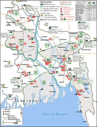 Military map of Bangladesh in November 1971