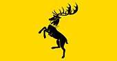 Banner of arms showing a black stag on a yellow field.