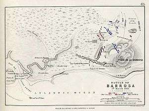 Old map shows the Battle of Barrosa.