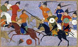 Jin cavalry fighting a battle against Mongol cavalry