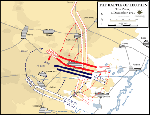 Map showing Charles' efforts to rearrange his troops to counter the Prussian flanking movement