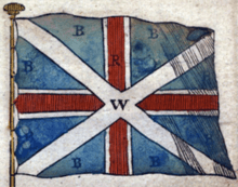 White saltire clearly visible over white-bordered red cross on blue background.