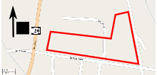 A map of the district, showing its boundary as a bright red line