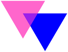 Overlapping pink and blue triangles