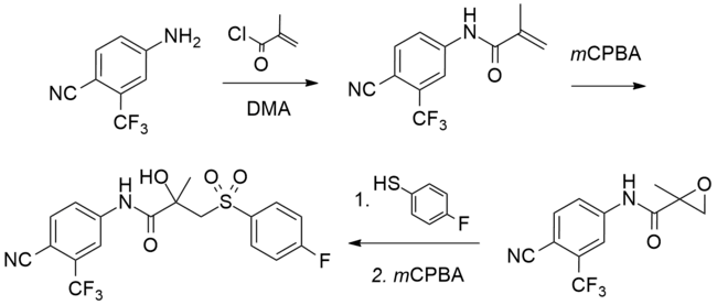 Bicalutamide chemical synthesis diagram