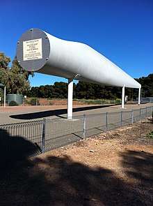 Wind turbine blade mounted horizontally as monument