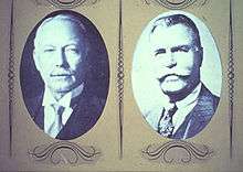 Black-and-white photographs of Crayola's founders Edwin Binney and his cousin, C. Harold Smith, c.&thinsp;1900