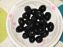 Black olives on a plate