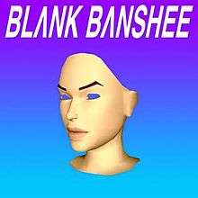 The album artwork was designed by Blank Banshee and features a 3D model of a female head rendered over an indigo blue gradient background