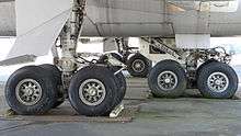  A view of the 747's four main landing gear, each with four wheels