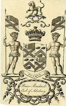 A Bookplate showing the Brudenell-Bruce coat of arms.