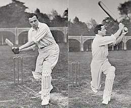 Two before and after pictures of a cricketer pulling a ball