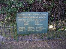 Plaque located at park detailing how it was created