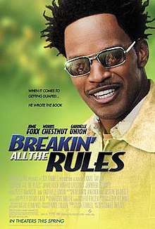 A man with Afro twists and a mustache is faced at the viewer with a man and a woman reflected on the lenses of his sunglasses. Beside him shows the title, film credits and rating.