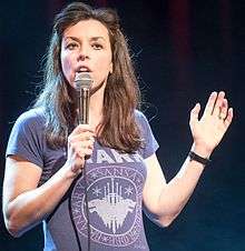 Bridget Christie onstage at Crap Comedy Festival, 2017.