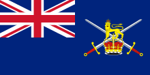Same as previous flag, with the British lion and the crown
