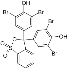 Skeletal formula of bromophenol blue in cyclic form