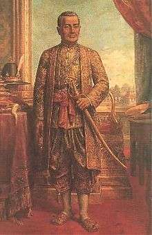 Portrait of King Rama I of Siam, holding a sword