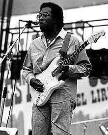 Photograph of Guy playing live at Liri Blues Festival 1989