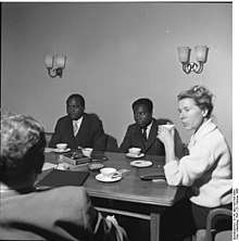 Bolikango (left) meeting with politicians in Bonn, Germany in February 1960
