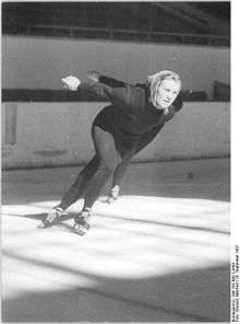 Helga Hasse skating in an ice rink