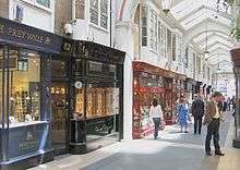 View of Burlington arcade, with shoppers