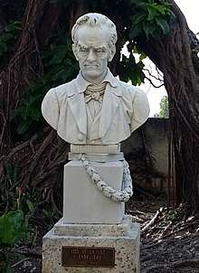 A bust of José de la Luz y Caballero on the grounds of the University of Havana campus.